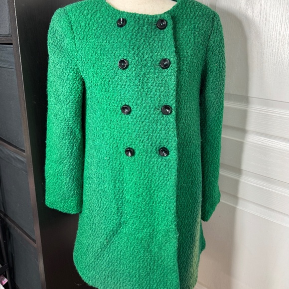 Modcloth Kelly Green Double Breasted  Wool coat - Sz 8 - Picture 1 of 9